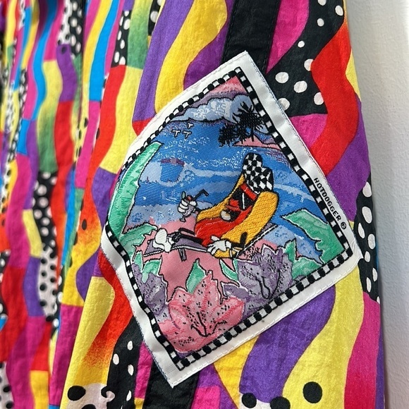 Vintage 80-90 hot dogger windbreaker zip light weight multi color print jacket - Picture 2 of 6